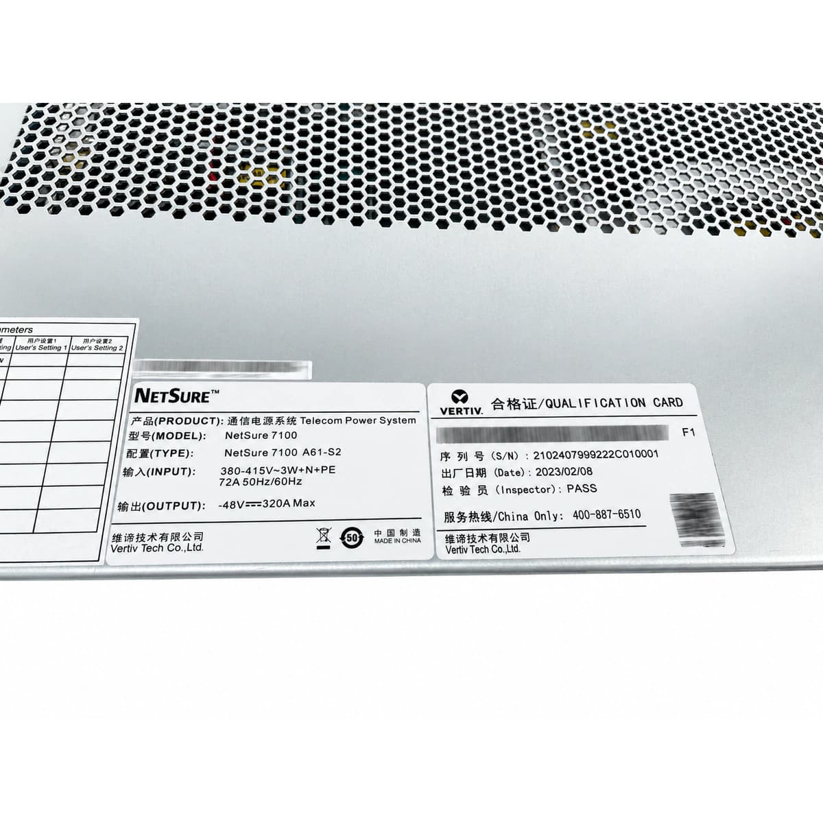 Vertiv NetSure 7100 A61-S2 Telekommunikations-Stromverteilerschrank mit hoher Kapazität (-48V Nennausgang AC-Doppeleingang Automatischer Umschaltung)