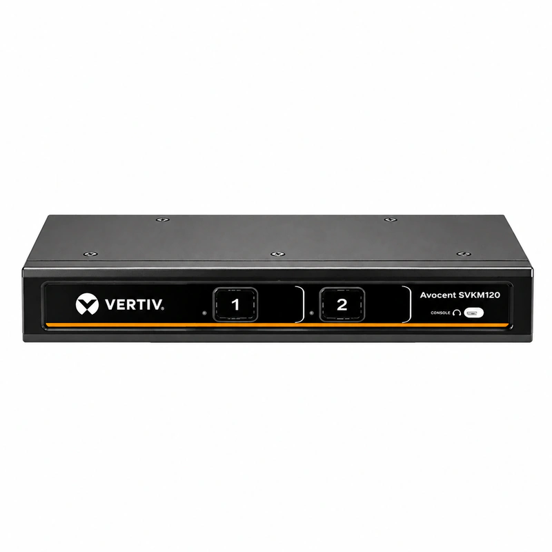 Vertiv Avocent SVKM140 4-Port Desktop KM Switch (USB 3.0 Seamless Cursor Free-Flow) - Isometric 45-Degree Angled View