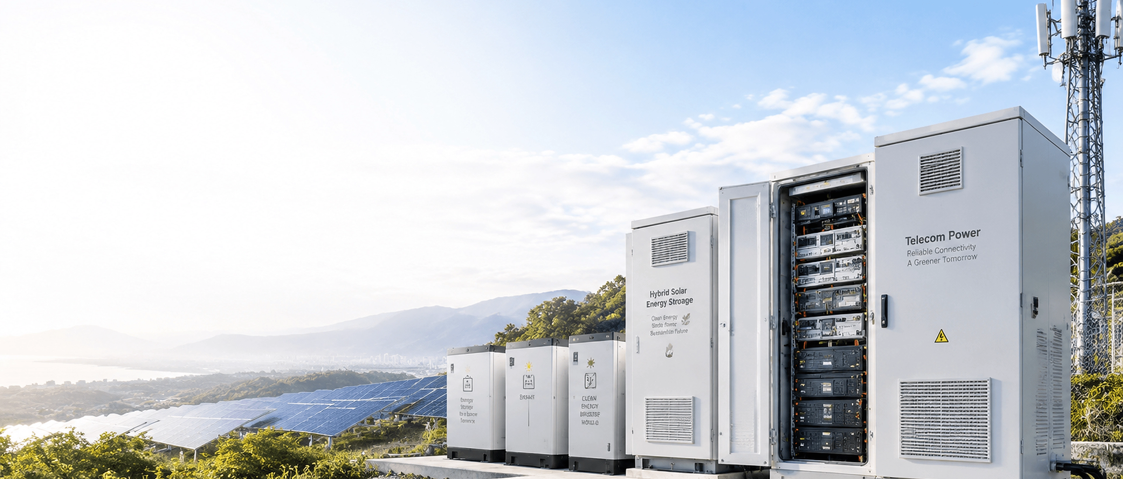 DC power cabinets, rectifier modules, and distribution equipment in a telecom facility