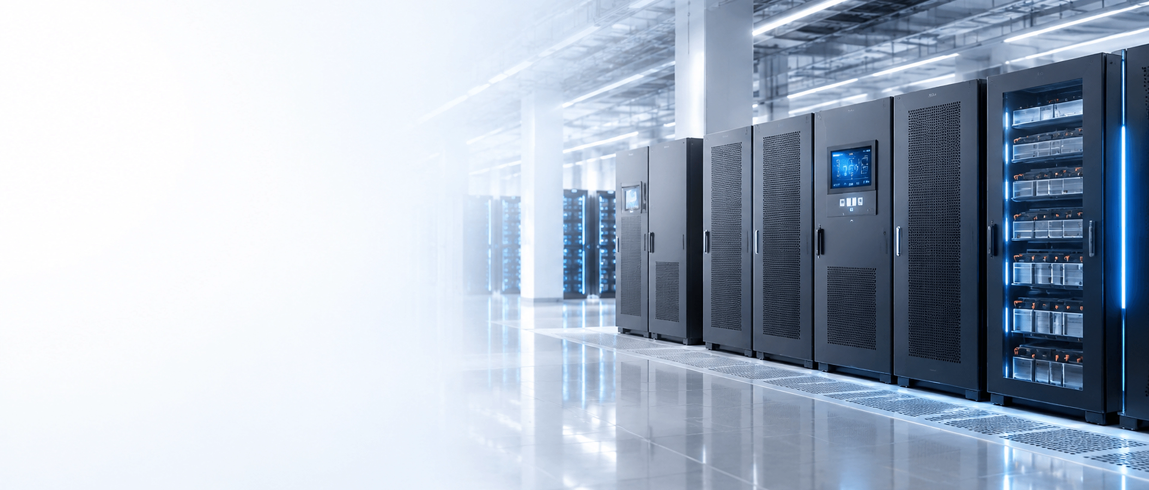 Uninterruptible power cabinets and distribution infrastructure inside a data center
