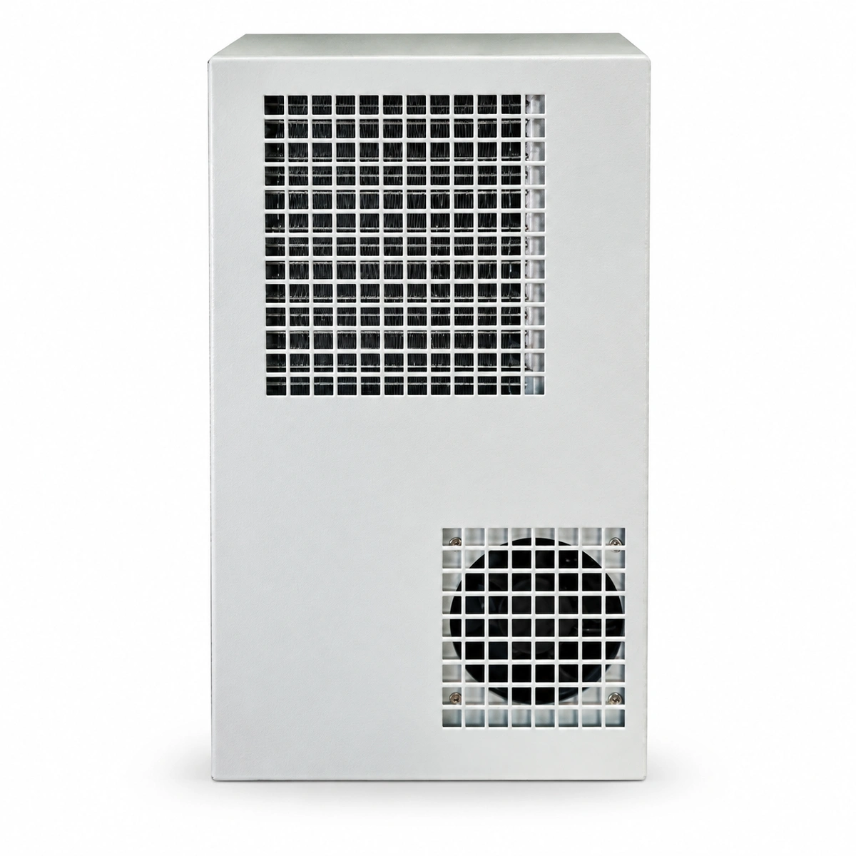 RICEWIND BPD0300 -48VDC 300W Compact Outdoor Telecom Cabinet DC Air Conditioner (IP55) - 45-degree perspective sheet metal enclosure