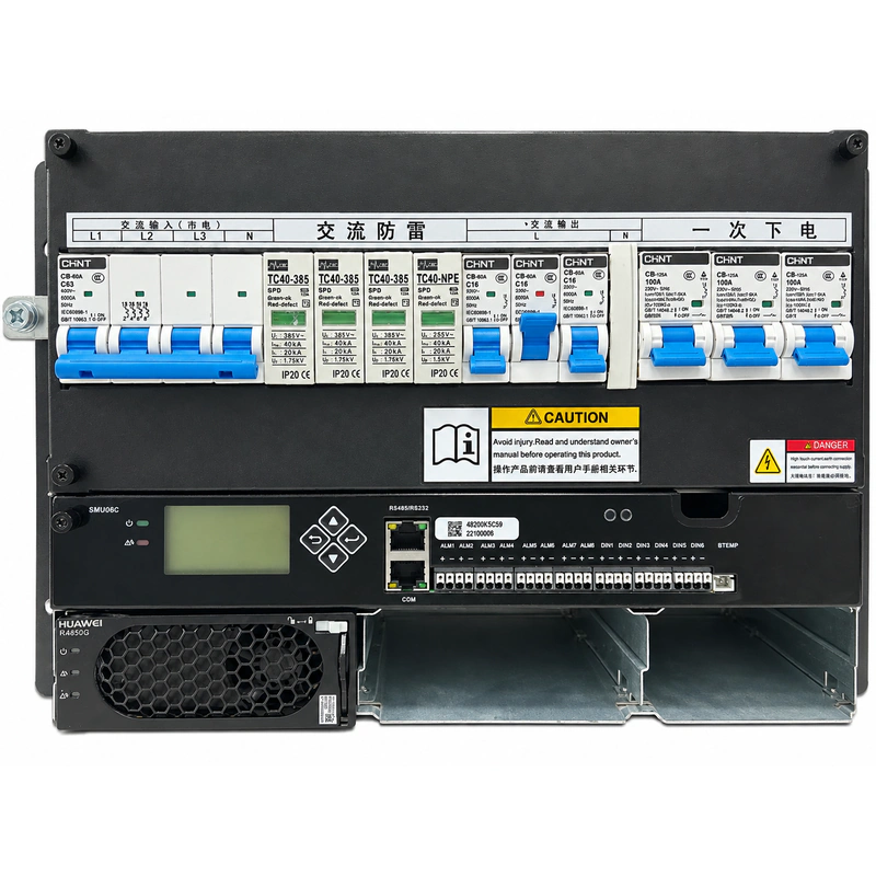 Huawei ETP48200-K5C9 Embedded DC Power System (-48V 200A 5U Telecom Subrack) - Isometric 45-Degree Angled View