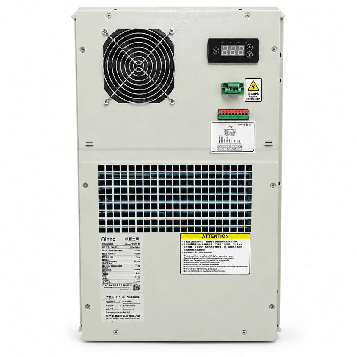 RICEWIND MCA0300 220VAC 300W Compact Embedded Industrial Cabinet AC Air Conditioner (IP55) - Front exterior view and airflow guide grilles