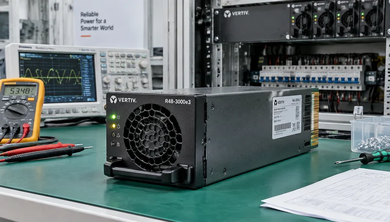 Vertiv eSure R48 high frequency switchmode rectifier module backplane pinout and NetSure subrack operational testing