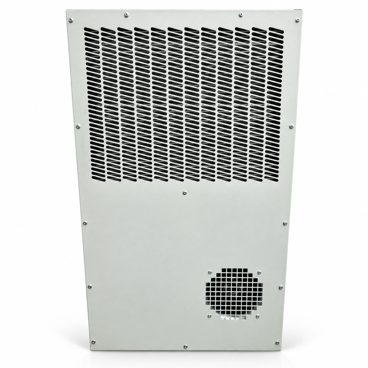 RICEWIND BPD1500 -48VDC 1500W High-Capacity Outdoor Telecom Cabinet DC Air Conditioner (IP55) - Front exterior view and airflow guide grilles